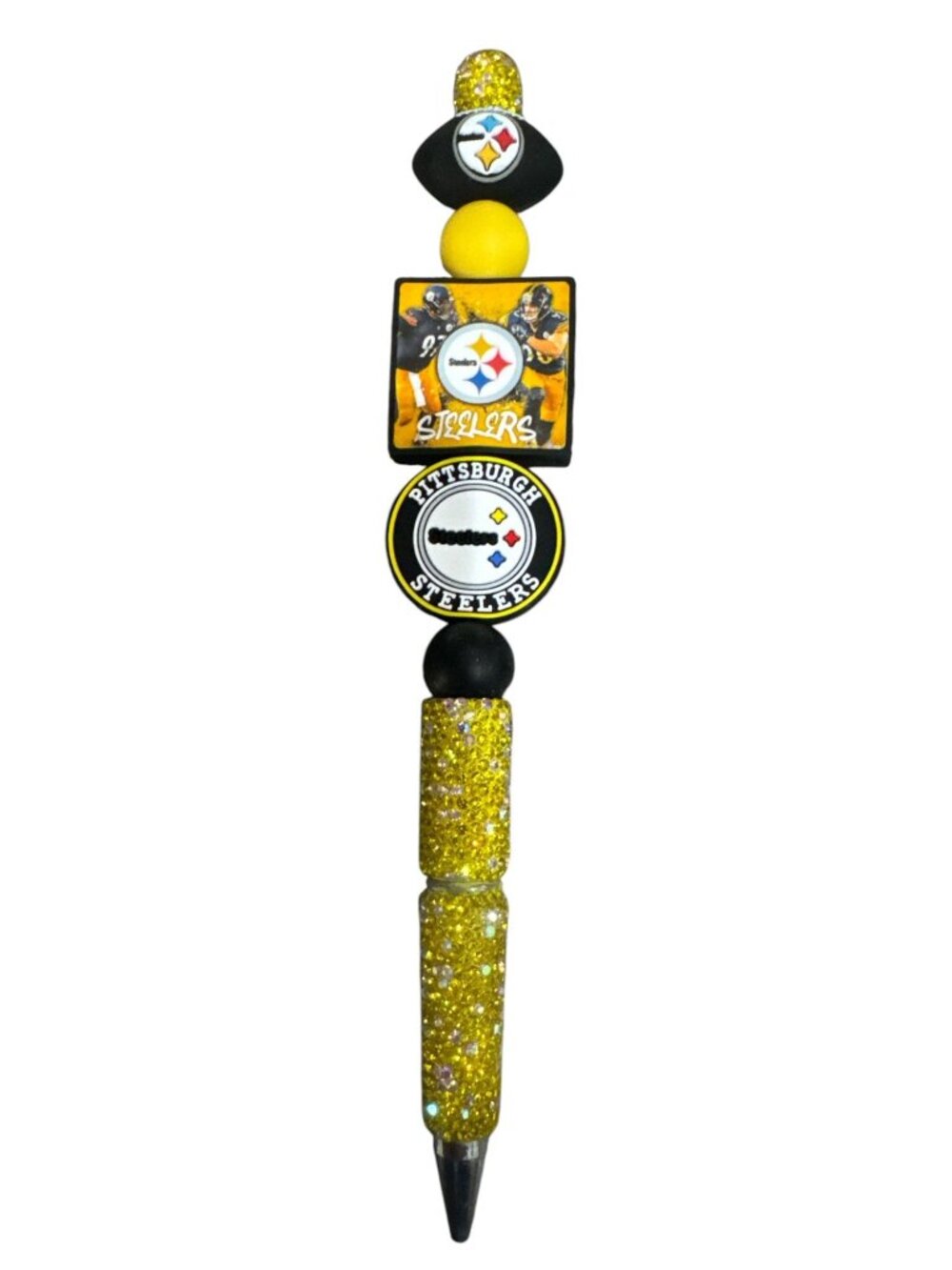 Pittsburgh Steelers Glitter Pen With Beaded Football Theme Design Official Team